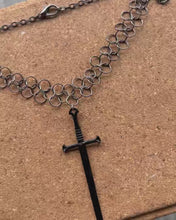 Load and play video in Gallery viewer, Handmade Chainmail Sword Necklace
