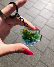 Load image into Gallery viewer, Handmade Resin Love Heart Green Blue Teal Keychain