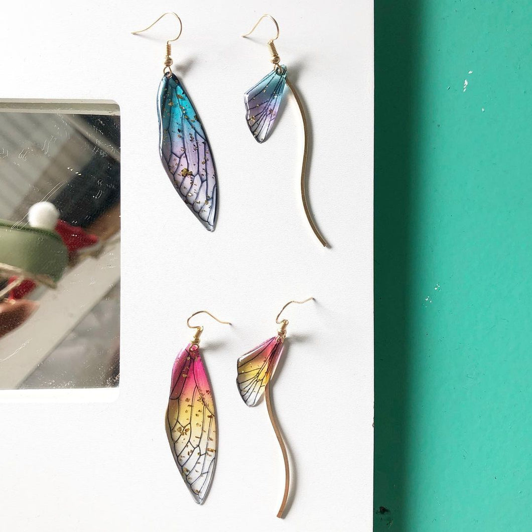 Holographic Butterfly wings Resin Earrings