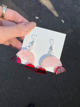 Load image into Gallery viewer, Pink & Red Half Circle Dangling Earrings