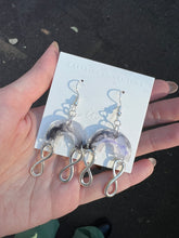 Load image into Gallery viewer, Ink Shading Handmade Resin Earrings with Dangling Silver Infinity Sign