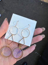 Load image into Gallery viewer, Purple with Gold Geometry Hollow Out Handmade Resin Earrings