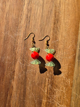 Load image into Gallery viewer, Glass polka dot twist wrap candy earrings.
