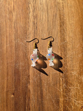 Load image into Gallery viewer, Glass polka dot twist wrap candy earrings.

