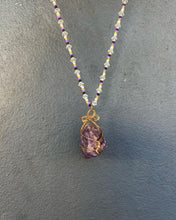 Load image into Gallery viewer, Handmade Beaded Necklace with Real Amethyst
