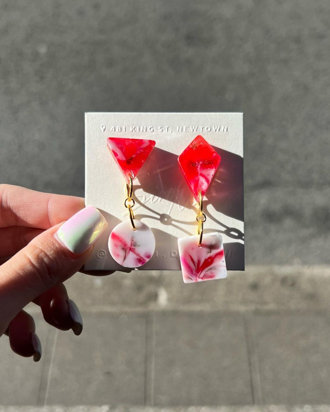 Handmade Red Resin Earrings