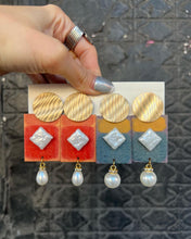 Load image into Gallery viewer, Handmade Wood and Pearl Earrings
