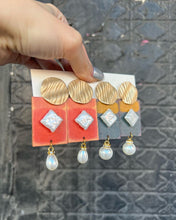 Load image into Gallery viewer, Handmade Wood and Pearl Earrings
