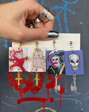 Load image into Gallery viewer, Handmade Hand painted Spooky Gothic Earrings
