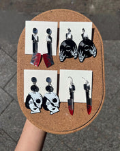 Load image into Gallery viewer, Handmade Spooky Knife Skull earrings
