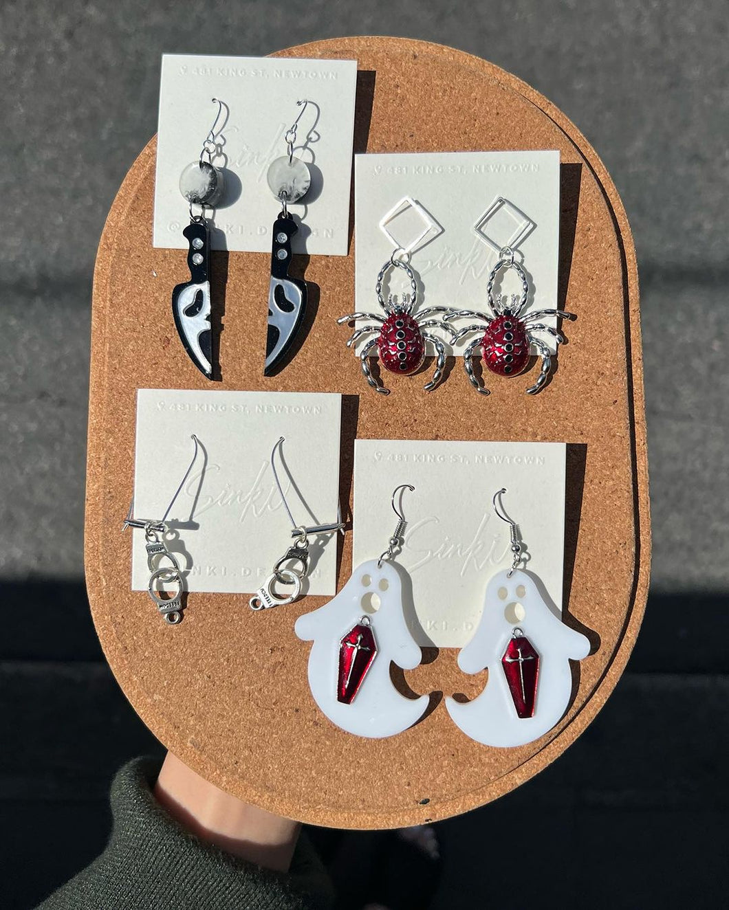 Handmade Spooky Knife Ghost Spider Earrings