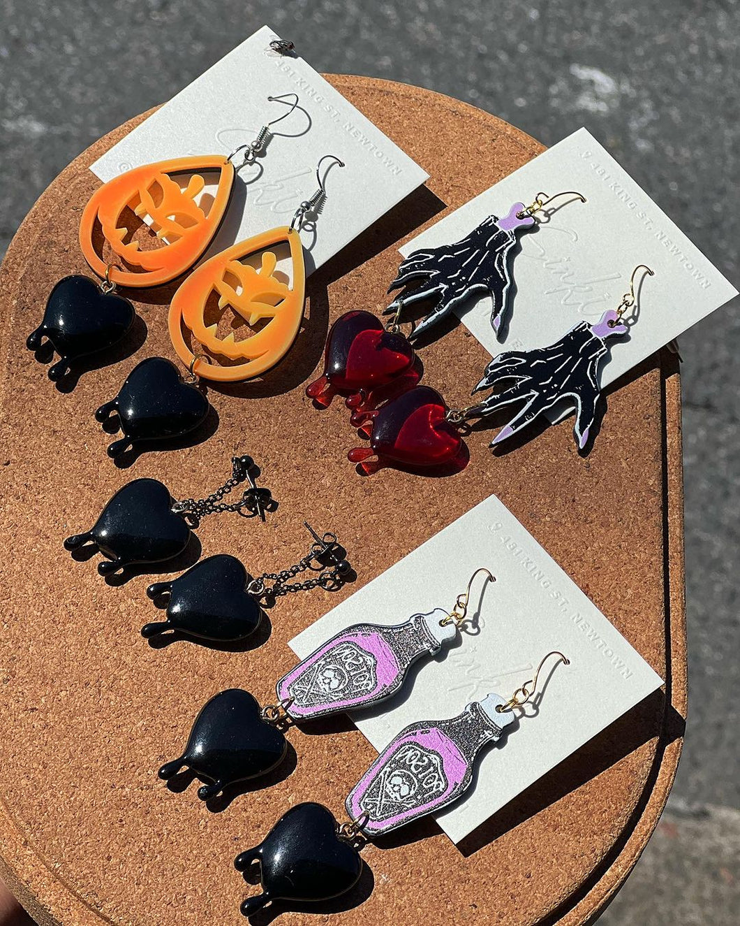 Handmade Spooky Earrings Pumpkin Hand Poison