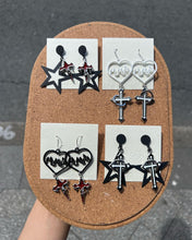 Load image into Gallery viewer, Handmade Gothic Style Cross Hearts Earrings
