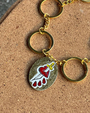 Load image into Gallery viewer, Handmade Hand Painted Love heart Dagger Traditional Tattoo Necklace
