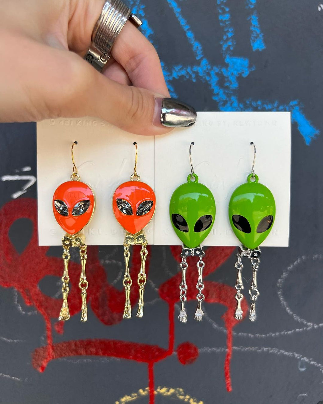 Handmade Alien Skeleton Legs Earrings