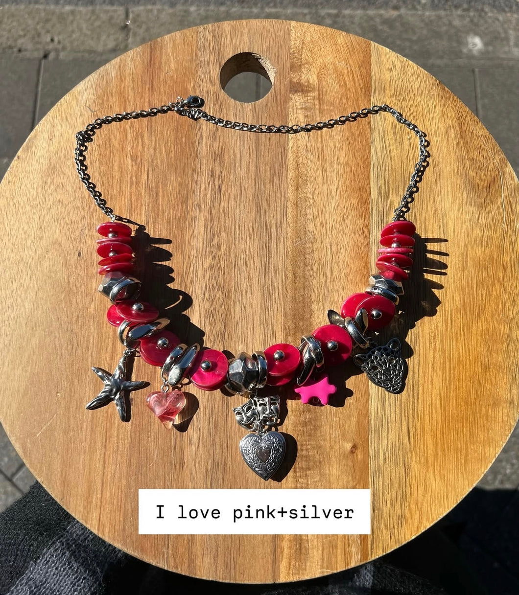 Red & Sliver pre-made nacklace