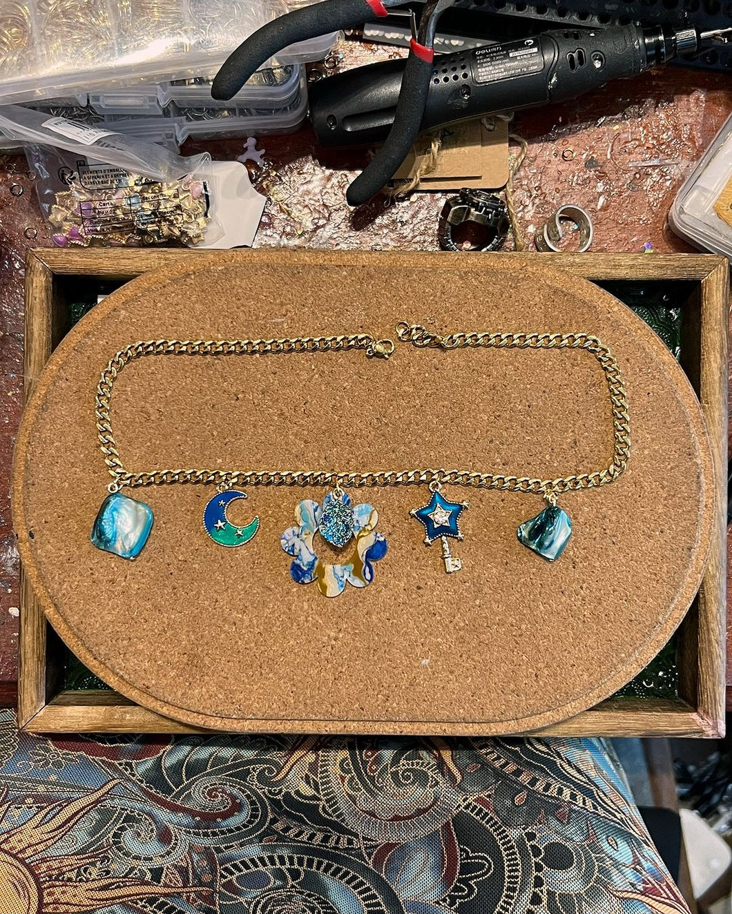 Handmade Custom Blue Theme Charm Necklace