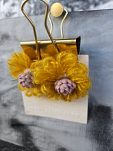 Load image into Gallery viewer, Handmade Yellow Wool Flower Stud Earrings
