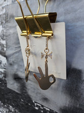 Load image into Gallery viewer, Handmade Gold Okay Hand Earrings
