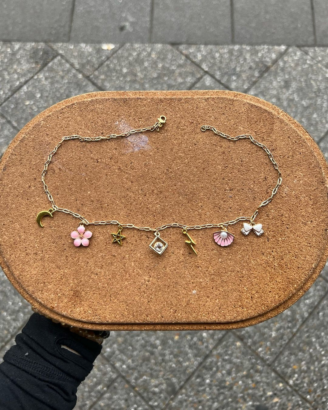 Custom Pink Gold Theme Charm Necklace