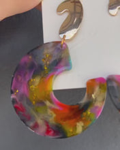 Load and play video in Gallery viewer, Handmade Rainbow Resin Earrings
