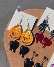 Load and play video in Gallery viewer, Handmade Spooky Earrings Pumpkin Hand Poison
