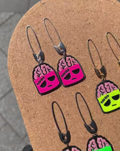 Load and play video in Gallery viewer, Handmade Neon Zombie Safety Pin Earrings
