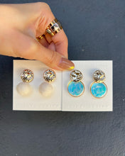 Load image into Gallery viewer, Water Ripple Polarising Earrings Gold + Blue
