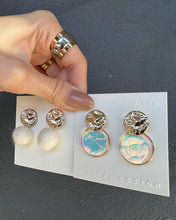 Load image into Gallery viewer, Water Ripple Polarising Earrings Gold + Blue
