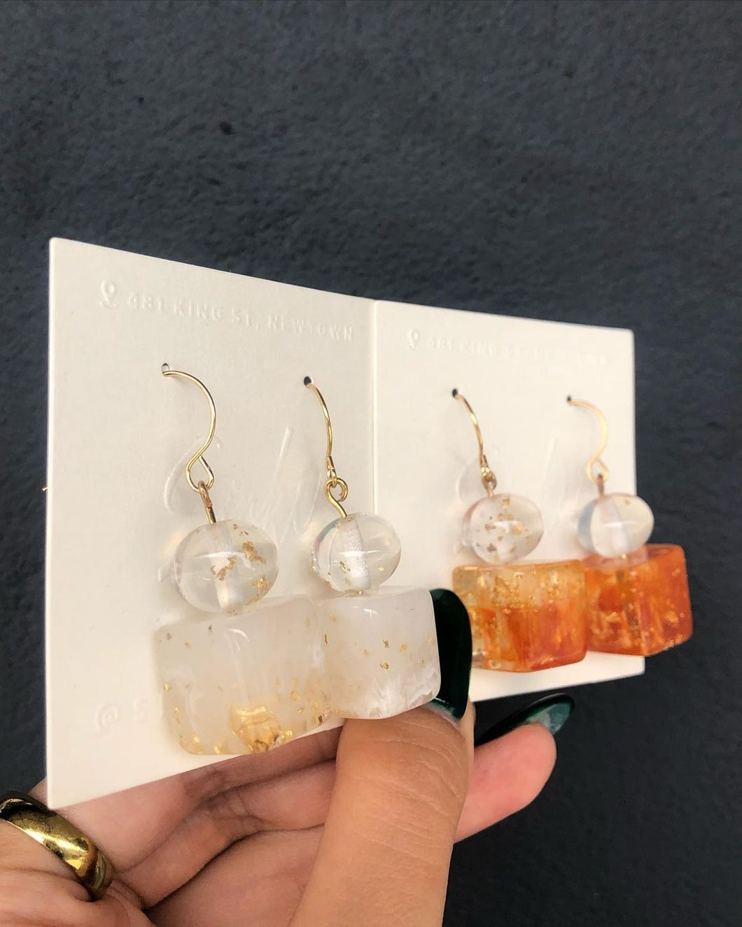 Resin Gold Flakes Earrings