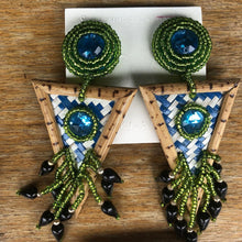 Load image into Gallery viewer, Folk style handmade bamboo clip-on earrings
