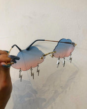 Load image into Gallery viewer, Dangling Silver Lightning Bolt Sunglasses
