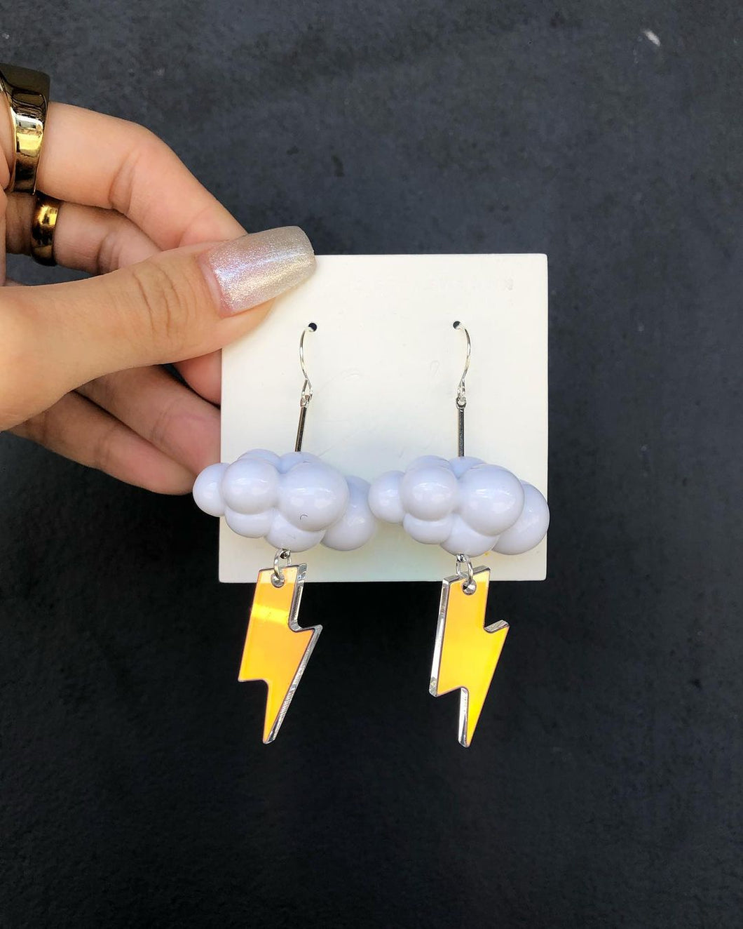 Cloud and Lightning Bolt Storming Earrings