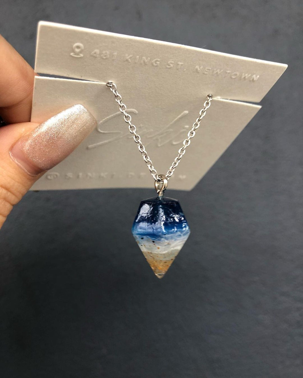 Diamond Shape Handmade Resin beach vibe necklace