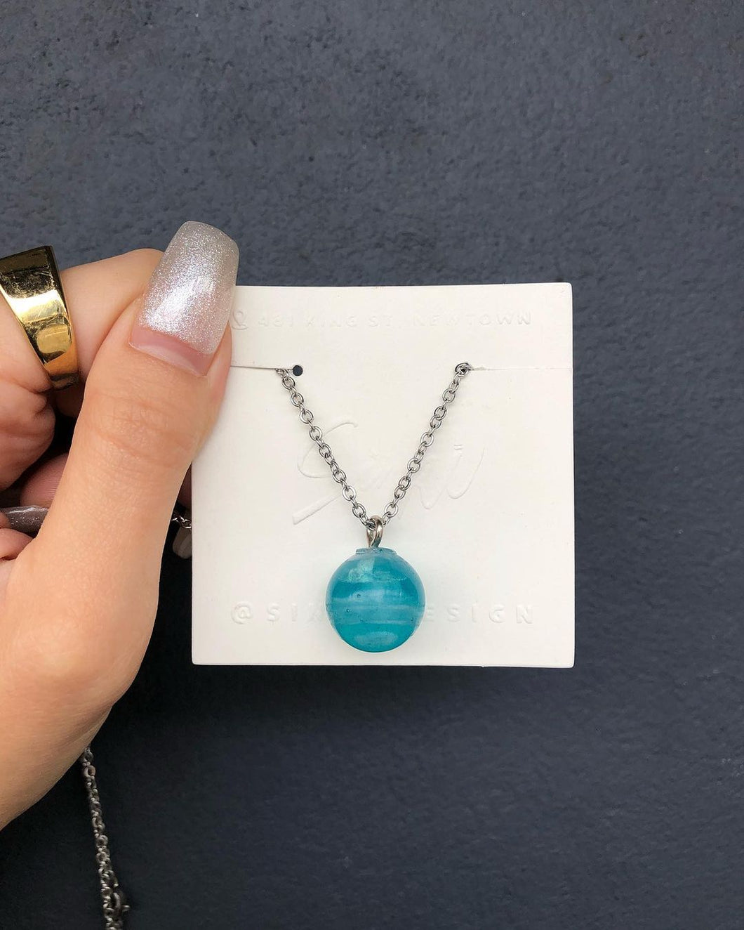 Handmade resin ball pendant necklace