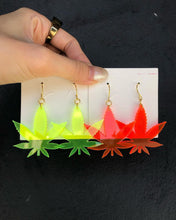 Load image into Gallery viewer, Cannabis Earrings Weed acrylic Neon colour
