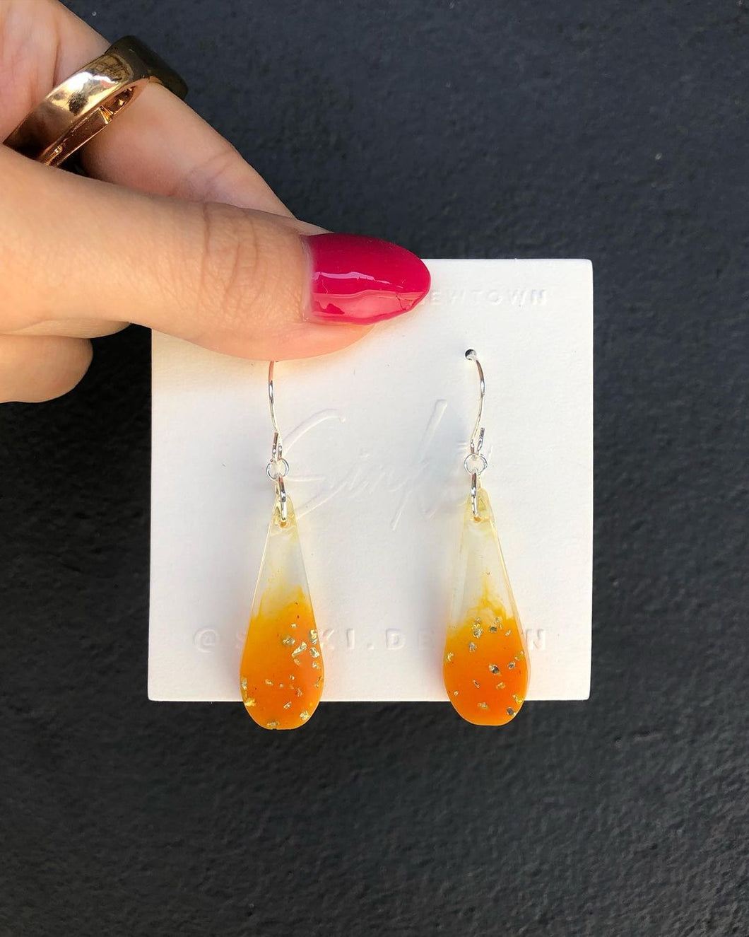 Handmade Custom-Made Orange Drop Earrings