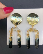 Load image into Gallery viewer, Handmade Resin Black Gold Flakes Earrings
