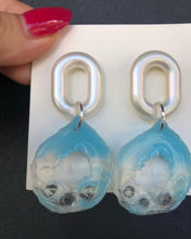 Load image into Gallery viewer, Handmade Resin baby blue Drop Earrings 925 sterling silver
