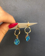 Load image into Gallery viewer, Handmade Gold Blue Earrings
