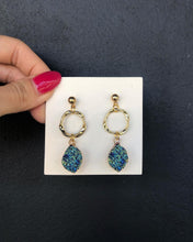 Load image into Gallery viewer, Handmade Gold Blue Earrings
