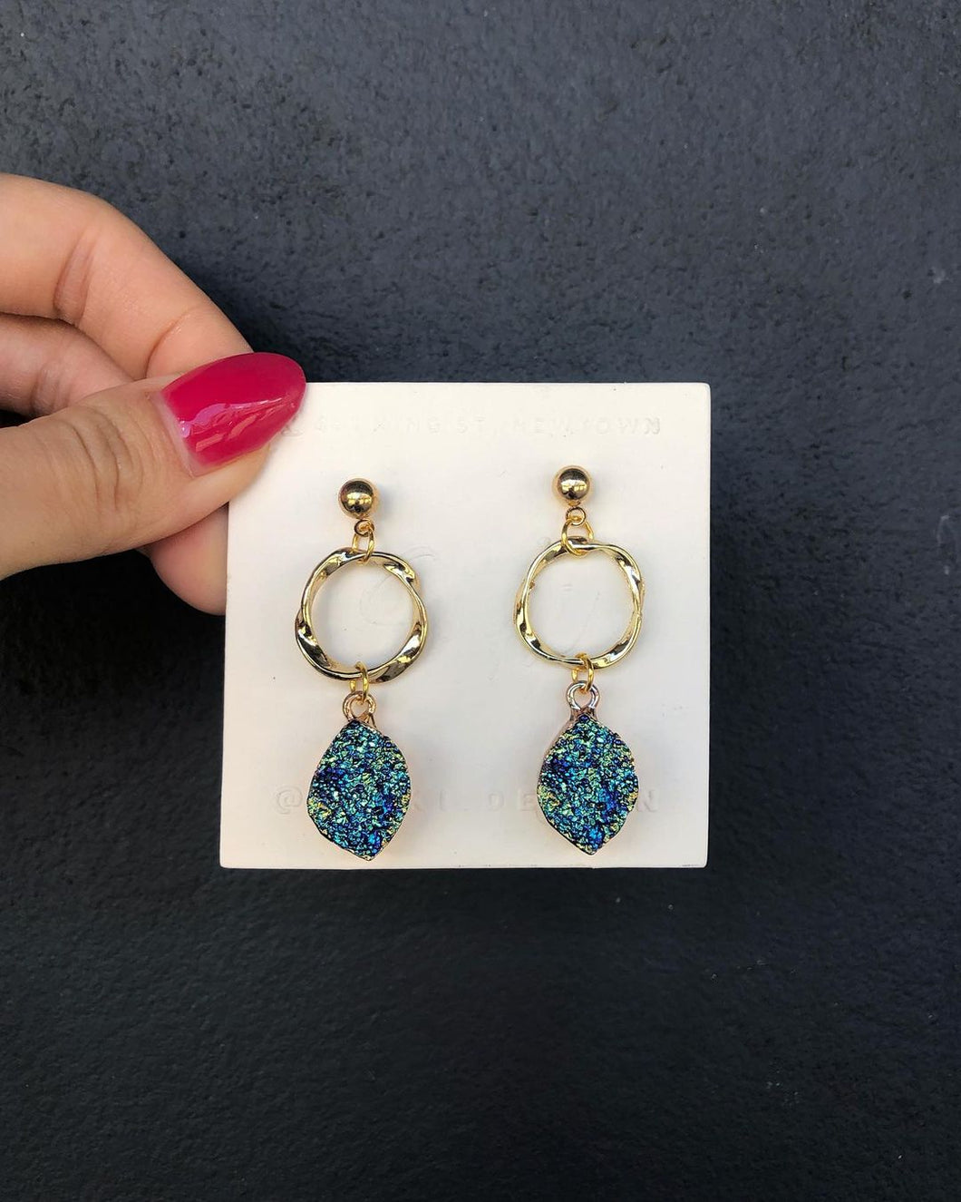 Handmade Gold Blue Earrings