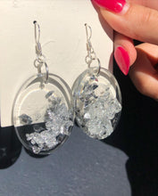 Load image into Gallery viewer, Handmade Silver flakes Resin Earrings
