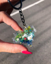 Load image into Gallery viewer, Handmade Resin Love Heart Green Blue Teal Keychain
