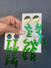 Load image into Gallery viewer, Green Acrylic Pronoun Earrings
