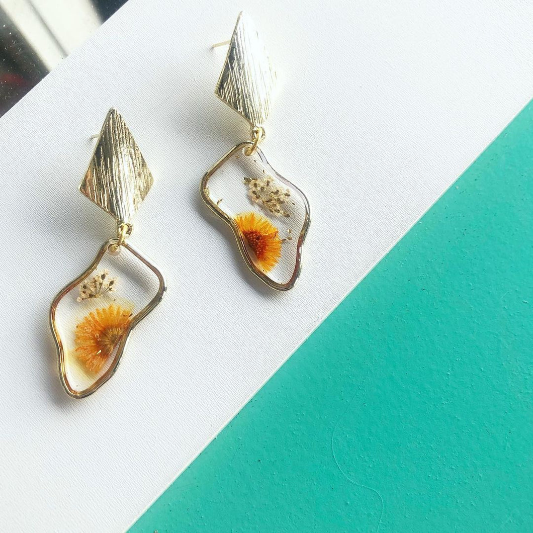 Flowers on Resin Earrings