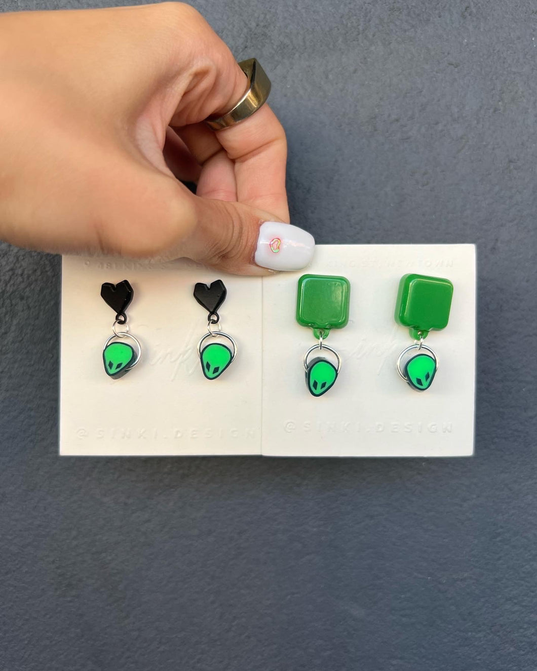 Handmade Alien Earrings