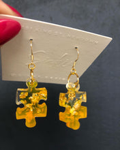 Load image into Gallery viewer, Handmade Resin Puzzle Yellow Earrings
