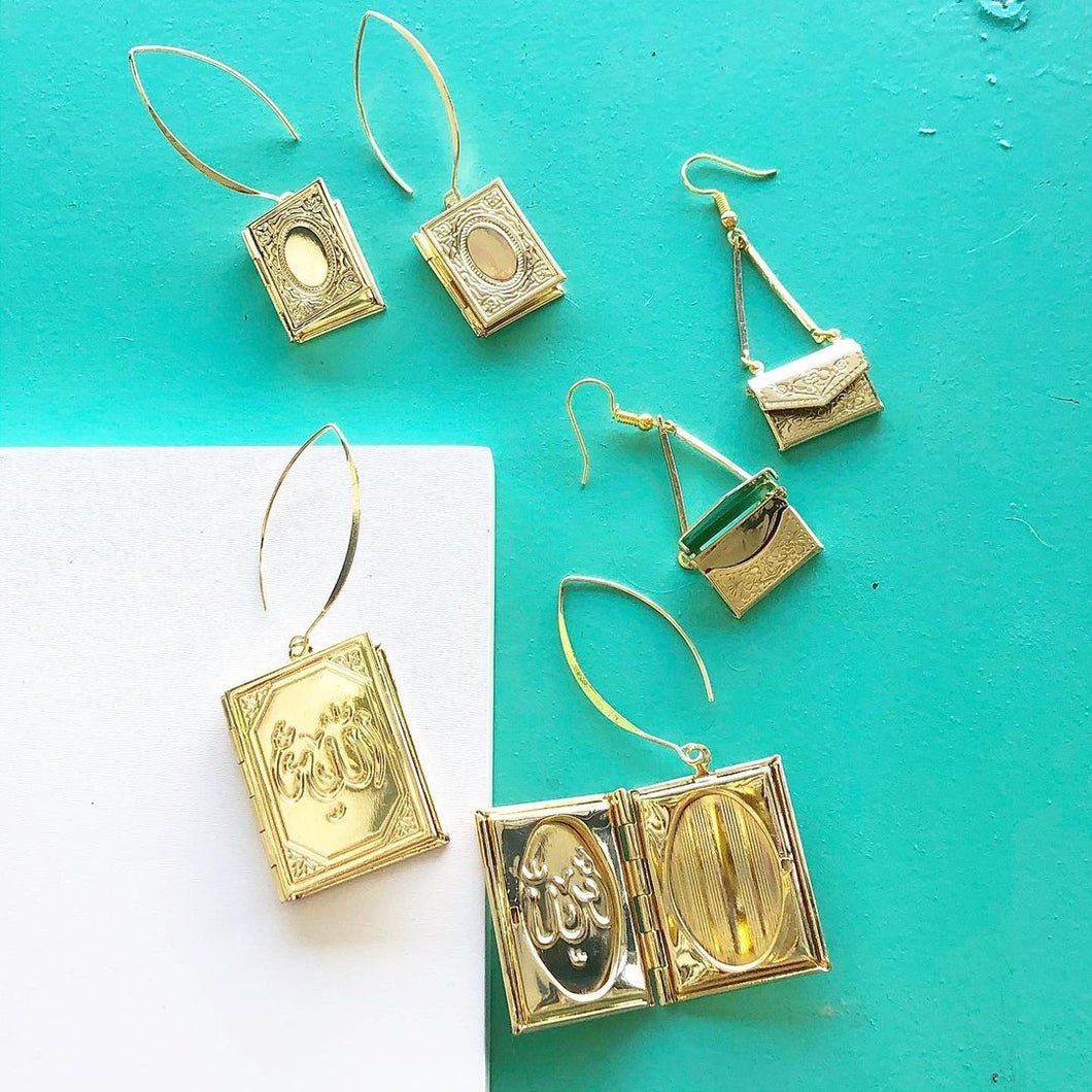 Mini Antique Book Earrings