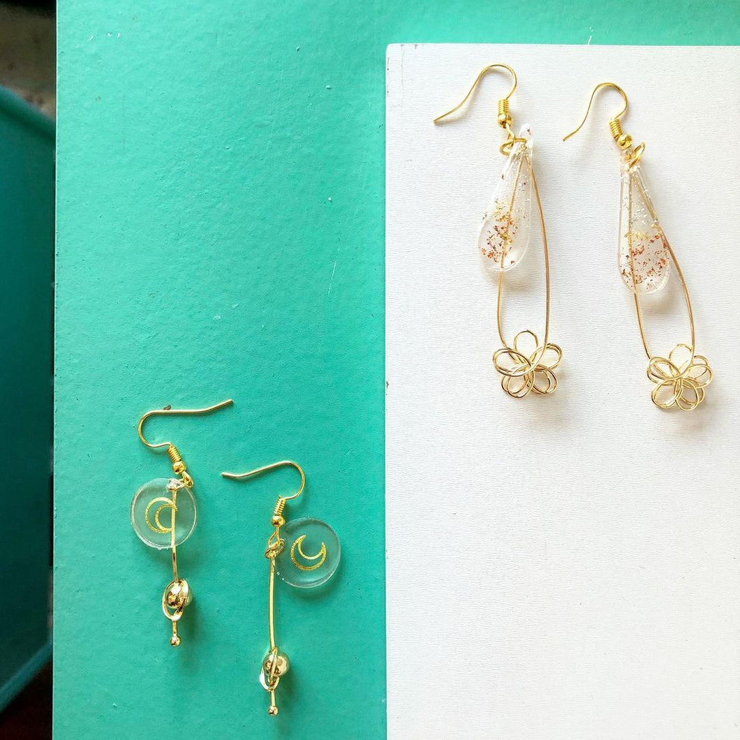 Resin with Gold Wire Earrings